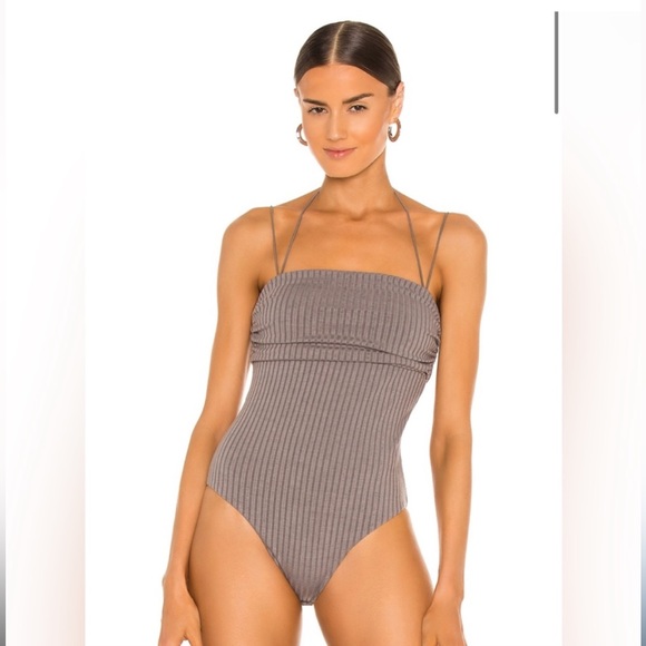 NWT H:ours Revolve charcoal gray bodysuit - Picture 2 of 3